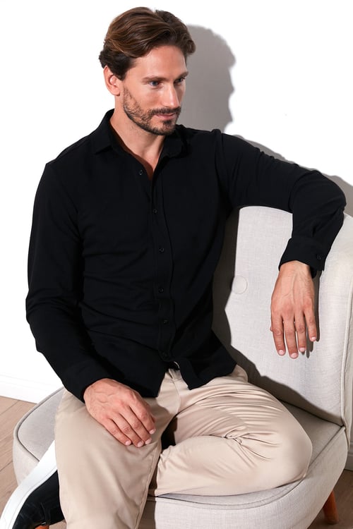 % 100 Pamuk Regular Fit Erkek Gömlek CF25W113650 SİYAH