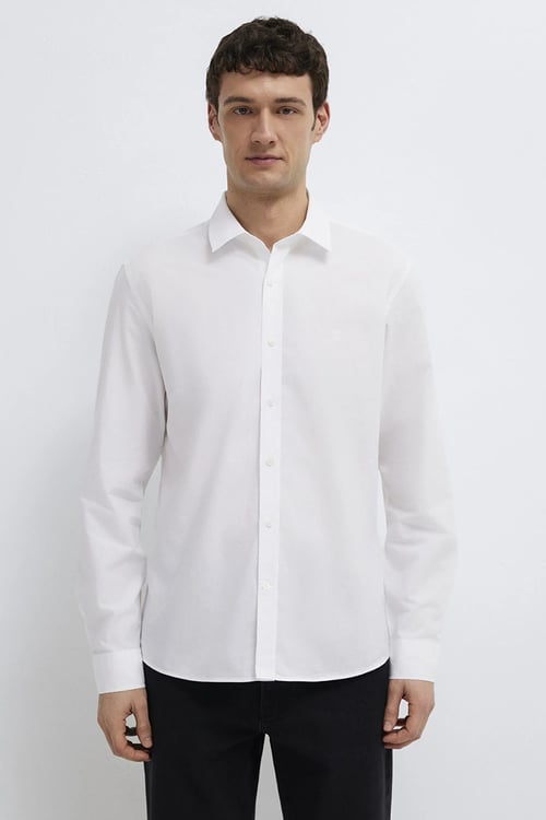 % 100 Pamuk Regular Fit Uzun Kollu Erkek Gömlek 0212011-620 BEYAZ