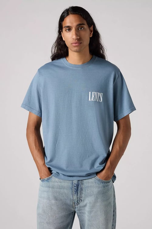 % 100 Pamuk Relaxed Fit Bisiklet Yaka Erkek T Shirt 16143-1917 İNDİGO
