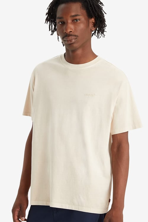 % 100 Pamuk Relaxed Fit Bisiklet Yaka Erkek T Shirt A0637-0093 BEJ