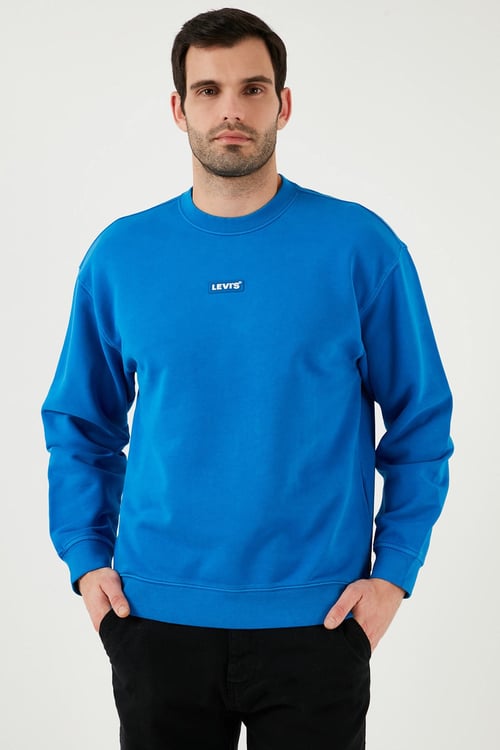 % 100 Pamuk Relaxed Fit Bisiklet Yaka Logolu Erkek Sweat A4230-0021 SAKS