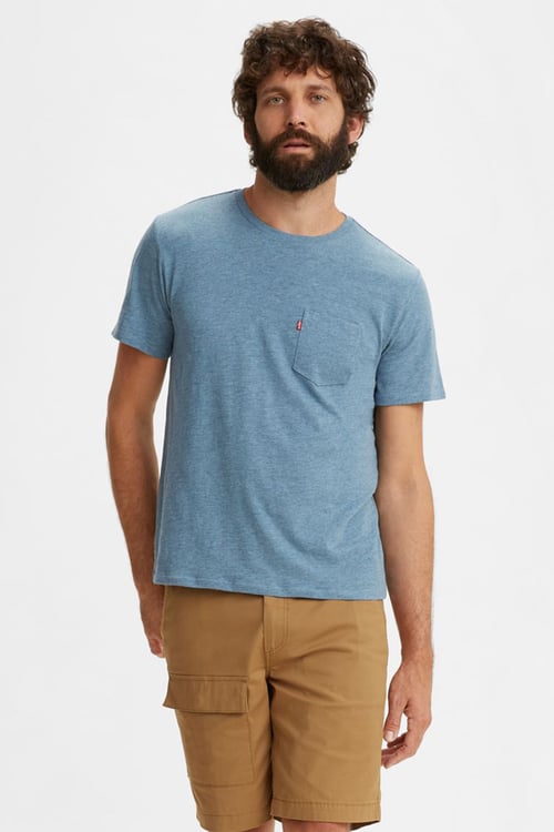 % 100 Pamuk Tek Cepli Bisiklet Yaka Erkek T Shirt 19342-0161 İNDİGO