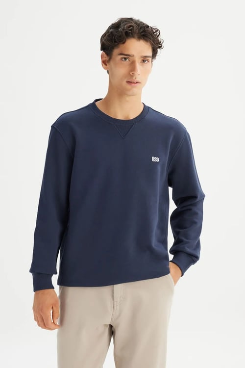 %100 Pamuk Regular Fit Bisiklet Yaka Erkek Sweat L82IRYMA LACİVERT