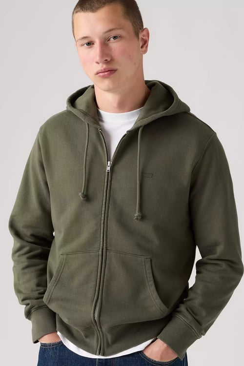 %100 Pamuk Regular Fit Kapüşonlu Erkek Sweat 34584-0050 HAKİ