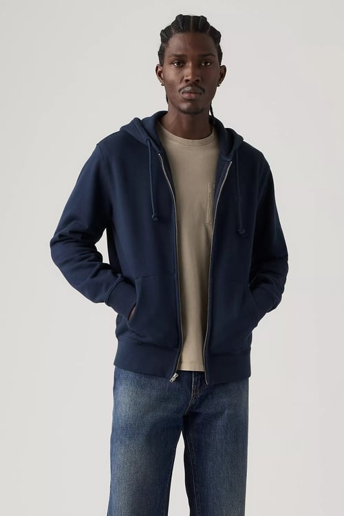 %100 Pamuk Regular Fit Kapüşonlu Erkek Sweat 34584-0048 LACİVERT