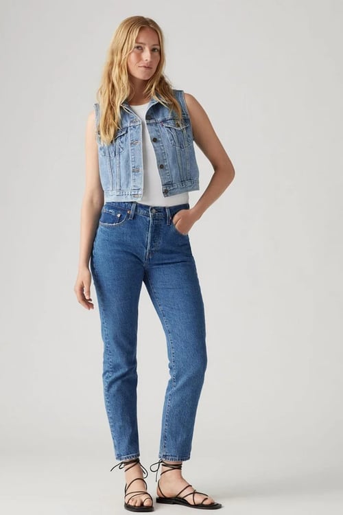 501 Pamuklu Straight Fit Yüksek Bel Düz Paça Jeans Kadın Kot Pantolon A7739-0038 MAVİ