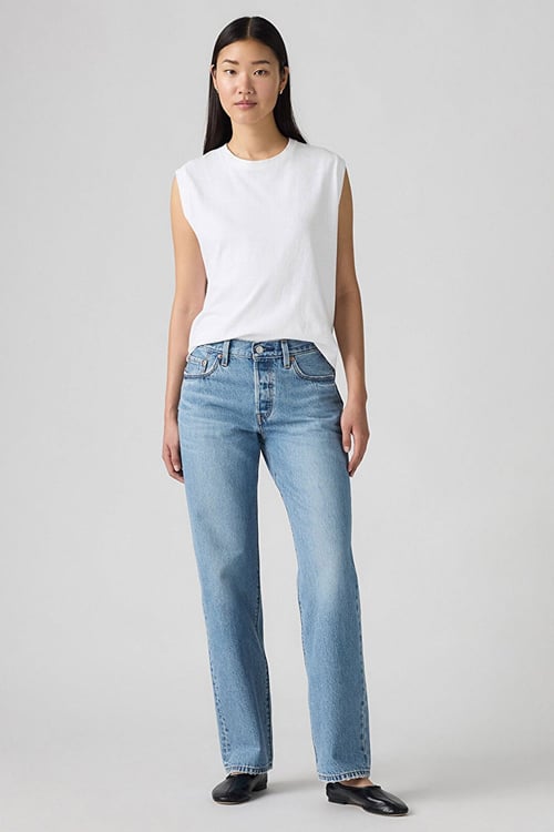 501 Pamuklu Straight Fit Yüksek Bel Düz Paça Jeans Kadın Kot Pantolon 005K9-0000 MAVİ
