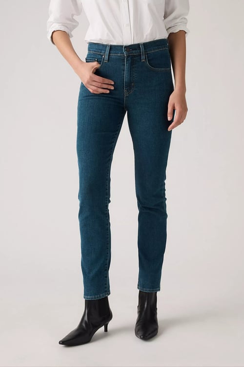 724 Pamuklu Slim Fit Yüksek Bel Düz Paça Jeans Kadın Kot Pantolon 18883-0392 İNDİGO