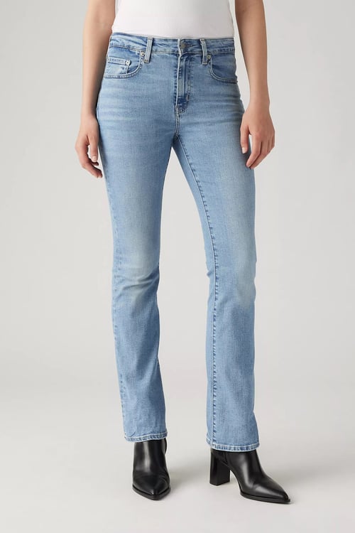 725 Streç Pamuklu Normal Bel Düz Paça Flare Jeans Kadın Kot Pantolon 18759-0116 MAVİ