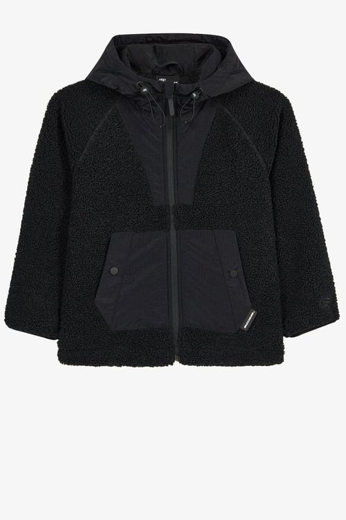 B Full Zıp Sherpa Regular Fit Kapüşonlu Yaka Erkek Çocuk Mont SK26200863817 SİYAH