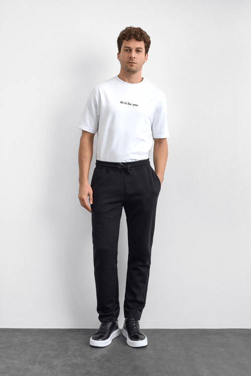 Back & Bond Pamuk Karışımlı Regular Fit Normal Bel Düz Paça Jogger Erkek Pantolon B35W34007 102 SİYAH