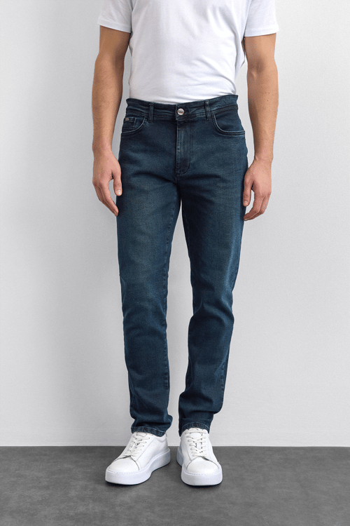 Back & Bond Pamuklu Slim Fit Normal Bel Dar Paça Jeans Erkek Kot Pantolon B35W35005 119 LACİVERT