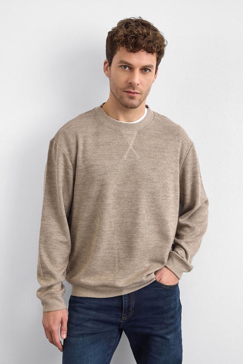 Back & Bond Regular Fit Bisiklet Yaka Basic Erkek Sweat B35W12015 160 VİZON
