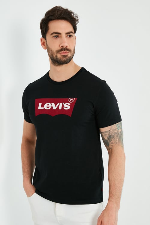 Baskılı Bisiklet Yaka % 100 Pamuk Erkek T Shirt 17783-0311 SİYAH