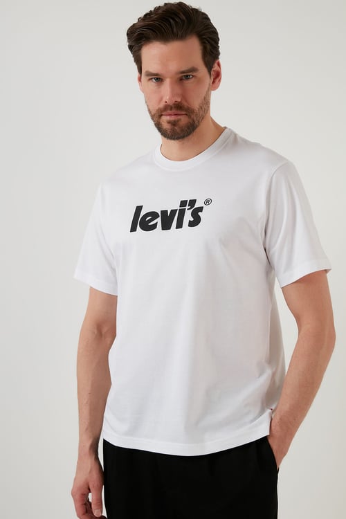 Baskılı Relaxed Fit Bisiklet Yaka % 100 Pamuk Erkek T Shirt A2082-0029 BEYAZ