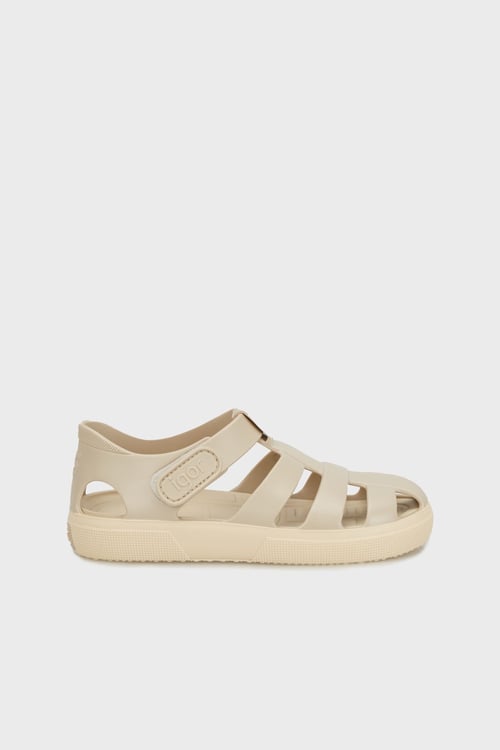 Bay Cırtlı Kafes Tasarımlı Unisex Çocuk Sandalet S10340 BEJ