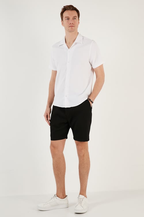 Belden Bağlamalı Cepli Slim Fit Erkek Short CF24S657850 SİYAH