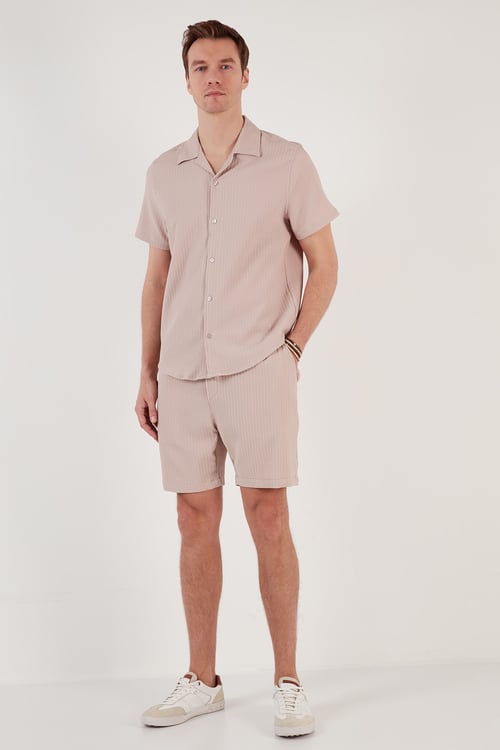 Belden Bağlamalı Cepli Slim Fit Erkek Short CF24S657850 BEJ
