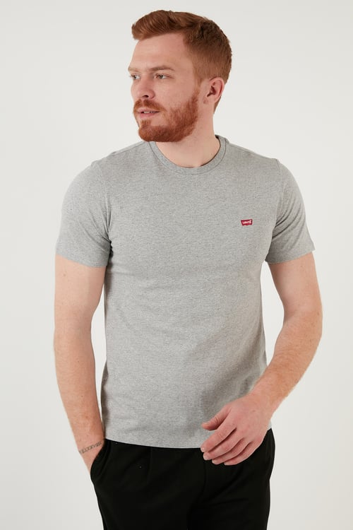 Bisiklet Yaka % 100 Pamuk Erkek T Shirt 17164-0032 GRİ