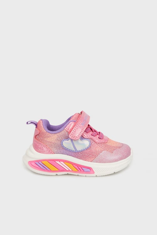 Buckhead Nina Işıklı Renk Bloklu Bağcık ve Cırtlı Sneaker Kız Çocuk Ayakkabı BUCK3042 PEMBE