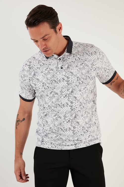 Buratti Desenli Pamuklu Slim Fit Erkek Polo Yaka T Shirt 646B3540 SİYAH