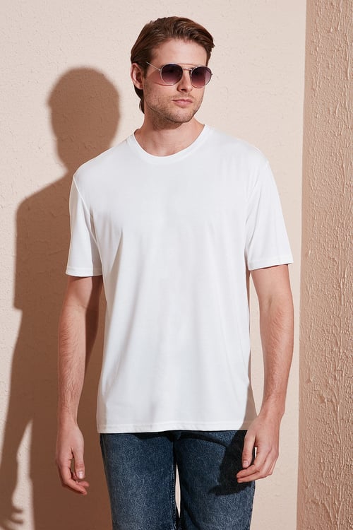 Buratti Modal Karışımlı Regular Fit Bisiklet Yaka Basic Erkek T Shirt 5902924 EKRU