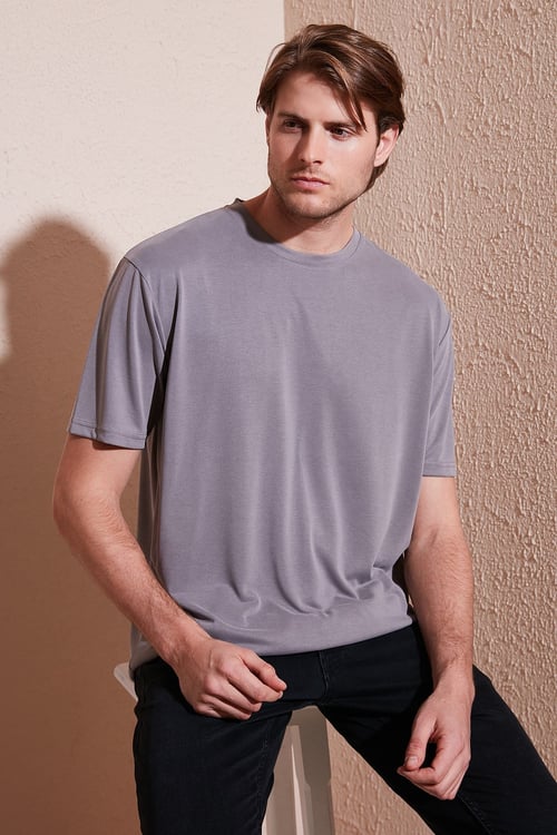 Buratti Modal Karışımlı Regular Fit Bisiklet Yaka Basic Erkek T Shirt 5902924 TOPRAK
