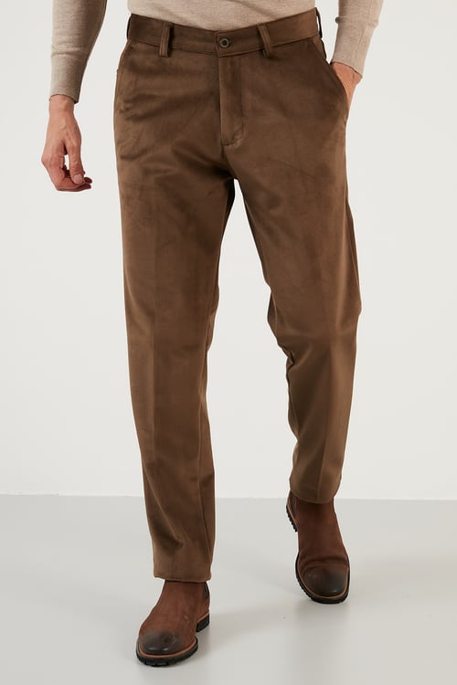 Buratti Normal Bel Regular Fit Düz Paça Erkek Kadife Pantolon 645MERLIN CAMEL