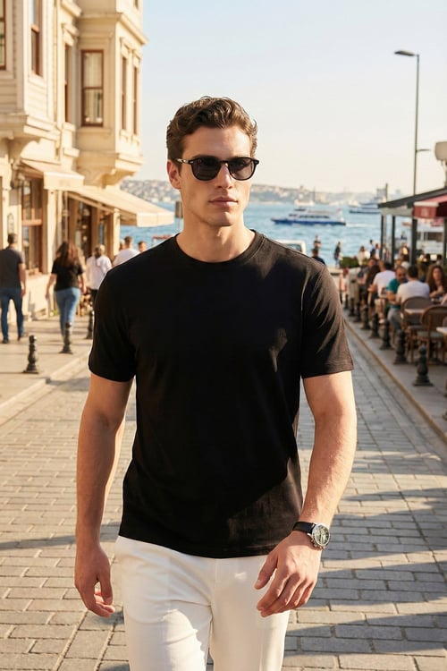Buratti Pamuklu Regular Fit Bisiklet Yaka Erkek T Shirt 5904063 SİYAH