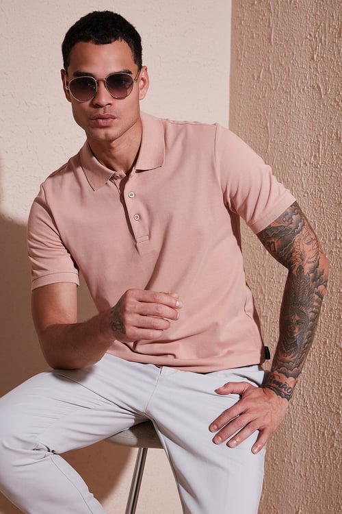 Buratti Pamuklu Regular Fit Düğmeli Erkek Polo Yaka T Shirt 5902127 PUDRA