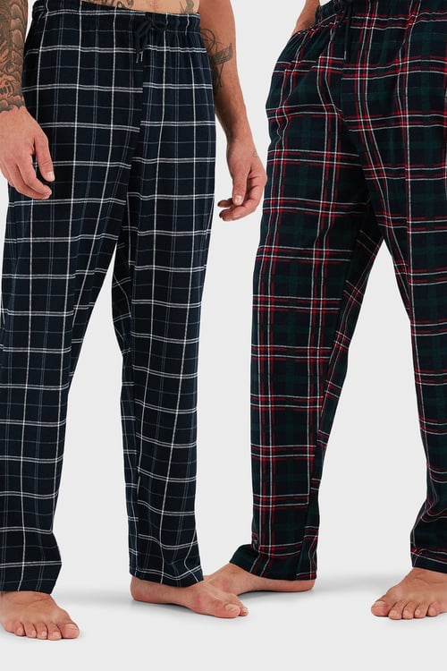 Buratti Pamuklu Regular Fit Normal Bel Düz Paça Cepli 2'li Paket Erkek Pijama Altı 6574003S2 LACİVERT-YEŞİL