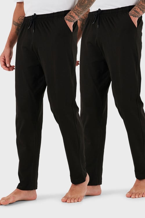 Buratti Pamuklu Regular Fit Normal Bel Düz Paça Cepli 2'li Paket Erkek Pijama Altı 6574003S2 SİYAH-SİYAH