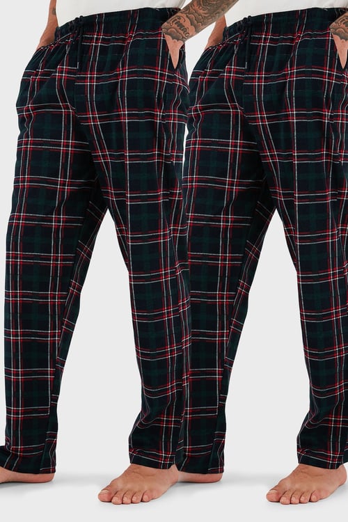 Buratti Pamuklu Regular Fit Normal Bel Düz Paça Cepli 2'li Paket Erkek Pijama Altı 6574003S2 Yeşil-Yeşil