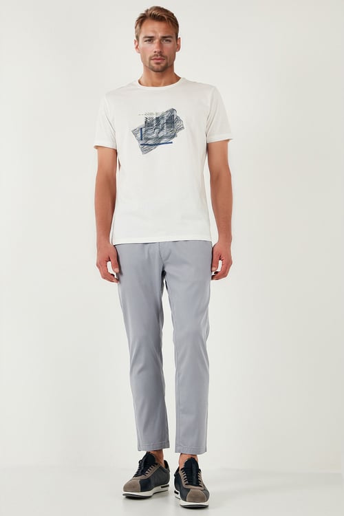 Buratti Pamuklu Slim Fit Lastikli Bel Boru Paça Erkek Pantolon 5545S87JMILANO AÇIK GRİ