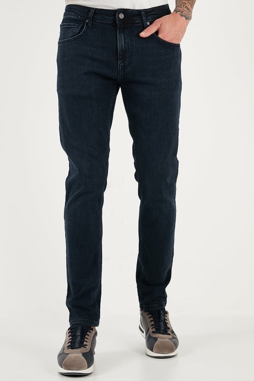 Buratti Pamuklu Slim Fit Yüksek Bel Dar Paça Jeans Erkek Kot Pantolon 3300C47TOKYO LACİVERT