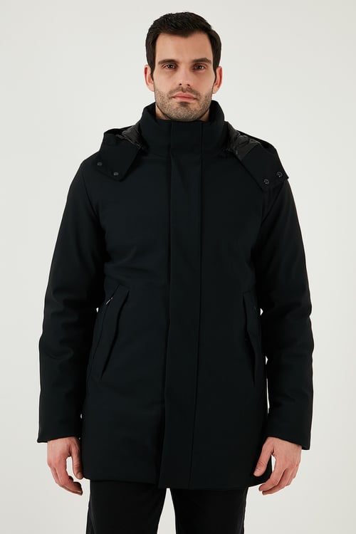 Buratti Regular Fit Çıkarılabilir Kapüşonlu Erkek Mont 497SENATOR SİYAH
