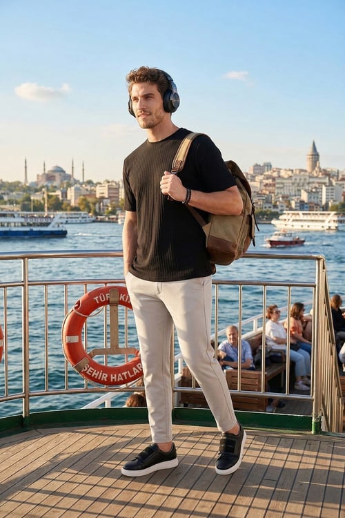 Slim Fit Normal Bel Daralan Paça Erkek Pantolon 6843654 TAŞ