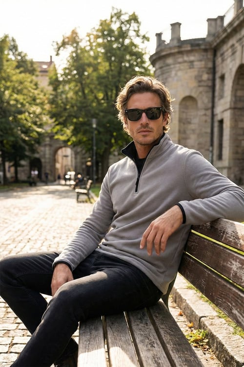Buratti Slim Fit Yarım Fermuarlı Dik Yaka Soğuk Geçirmez Erkek Polar 5906003 GRİ
