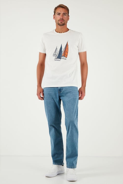 Buratti Streç Pamuklu Comfort Fit Yüksek Bel Boru Paça Jeans Erkek Kot Pantolon 4400S51TEXAS MAVİ