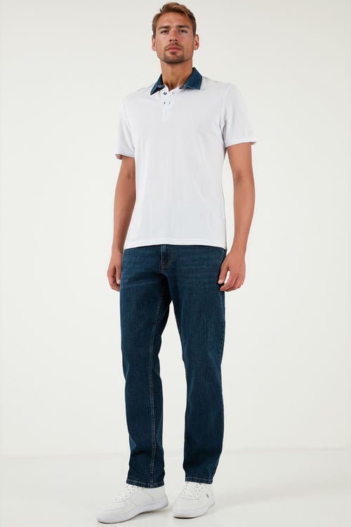 Buratti Streç Pamuklu Comfort Fit Yüksek Bel Boru Paça Jeans Erkek Kot Pantolon 4400S57TEXAS LACİVERT