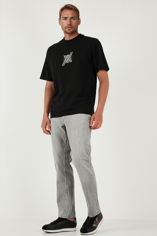 Buratti Streç Pamuklu Comfort Fit Yüksek Bel Boru Paça Jeans Erkek Kot Pantolon 4400S58TEXAS GRİ
