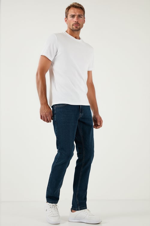 Buratti Streç Pamuklu Regular Fit Normal Bel Boru Paça Jeans Erkek Kot Pantolon 2201S51PARMA LACİVERT