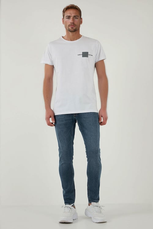Buratti Streç Pamuklu Slim Fit Normal Bel Dar Paça Jeans Erkek Kot Pantolon 1124S62NAPOLI MAVİ