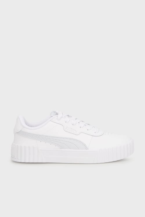 Carina 3.0 Deri Logolu Sneaker Kadın Ayakkabı 40036518 BEYAZ-GRİ
