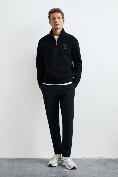 Chase Regular Fit Fermuar Yaka Örme Erkek Sweat 112030213 SİYAH
