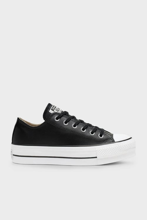 Chuck Taylor All Star Deri Kalın Taban Sneaker Unisex Ayakkabı 561681C.001 SİYAH-BEYAZ
