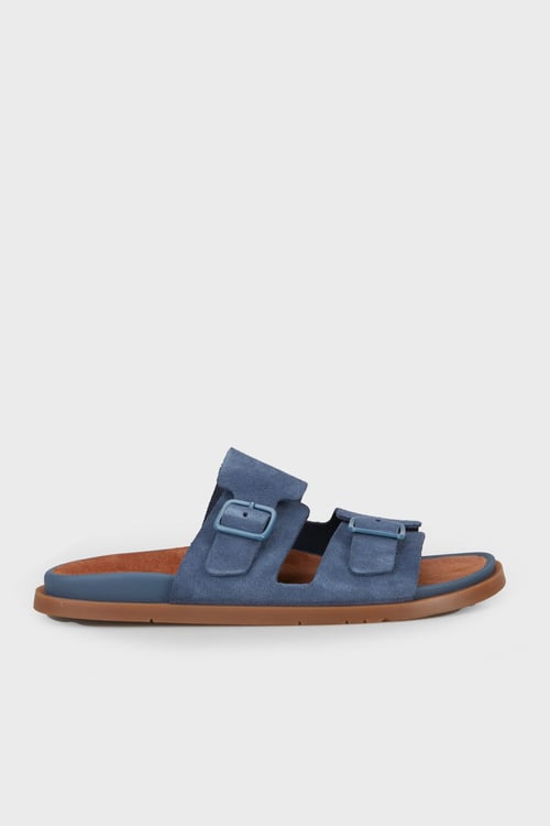 Çift Bantlı Süet Kadın Sandalet K201881-004 MAVİ