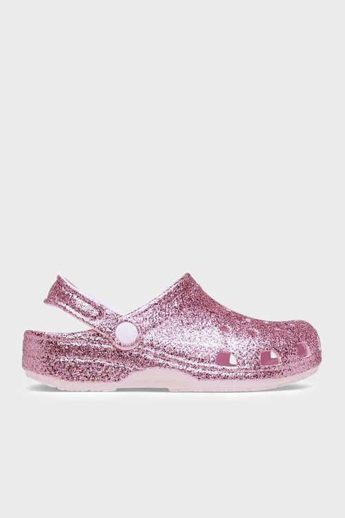 Classic Chunky Glitter Clog K Simli Çıkarılabilir Kayışlı Kız Çocuk Terlik 211939-6ZW PEMBE