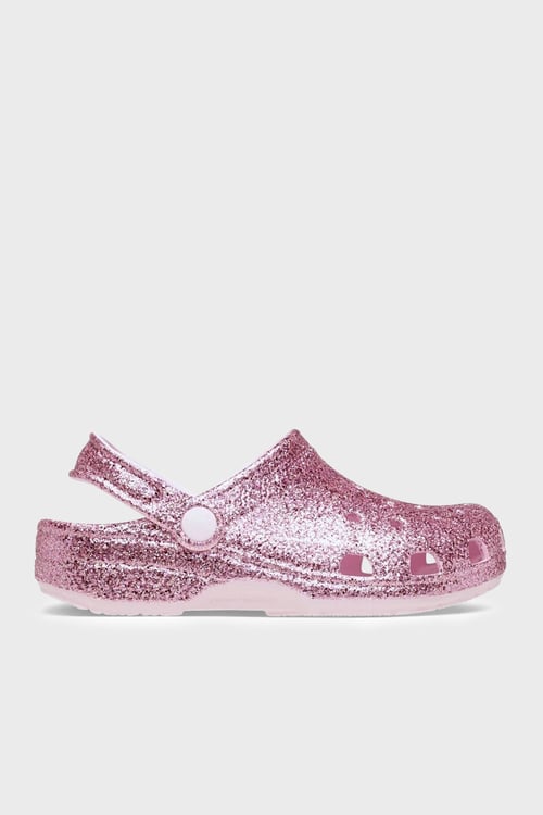 Classic Chunky Glitter Clog K Simli Çıkarılabilir Kayışlı Kız Çocuk Terlik 211939-6ZW PEMBE