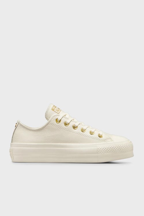 Converse Chuck Taylor All Star Lift Deri Platform Sneaker Bayan Ayakkabı A12765C 286 KREM